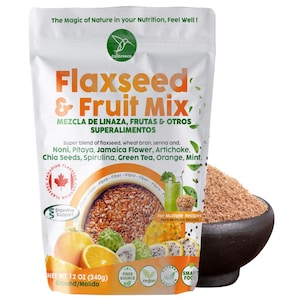 Ground Flaxseed and Fruit Mix, Orange and Mint Flavor, Perfect For Beverages, Baking, Plant-Based Nutrition, Rich In Fiber, Omega-3.