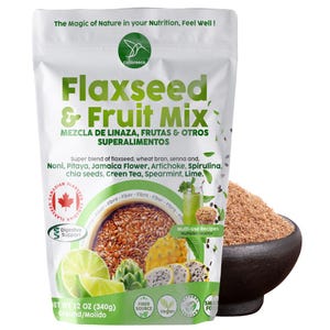 Ground Flaxseed and Fruit Mix, Spearmint and Lime Flavor, Perfect For Beverages, Baking, Plant-Based Nutrition, Rich In Fiber, Omega-3.