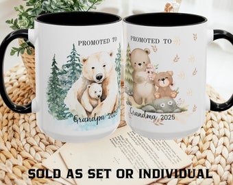 Pregnancy Announcement Grandpa and Grandma Mugs, Grandparents Gifts, Mugs For Grandma, New Grandparents Gift, Shower Gift, Mug Personalized