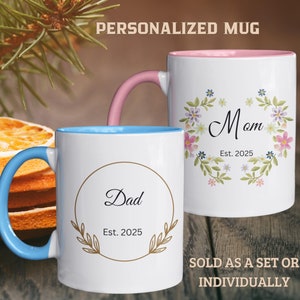 Personalized Mom  And Dad Mugs,  New Parents Mug, Mother&#39;s Day Gift, New Mom Mug, Mug Personalized, Baby Shower Gift, Mug For Dad, Mugs Gift