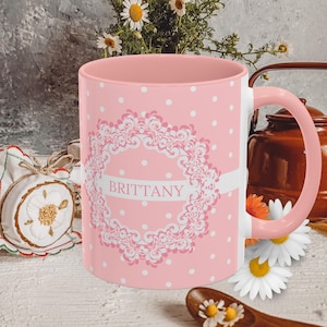 Personalisierte Namenstasse, rosa Akzent Kaffeetasse, Tassen Geschenk, personalisierte Tasse, Geschenk für sie, Tassen Tasse personalisiertes benutzerdefiniertes Geschenk für sie, Mutter Geschenk