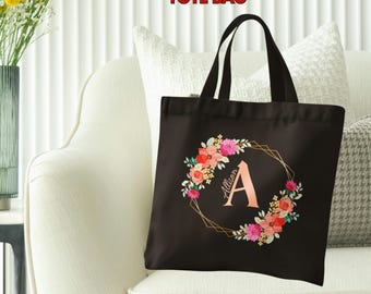 Personalized Tote Bag, Initial Name Tote Bag, Bridesmaid Gift, Personalized Gift, Customized Shopping Bag, Bridal Party Gift, Beach Tote Bag
