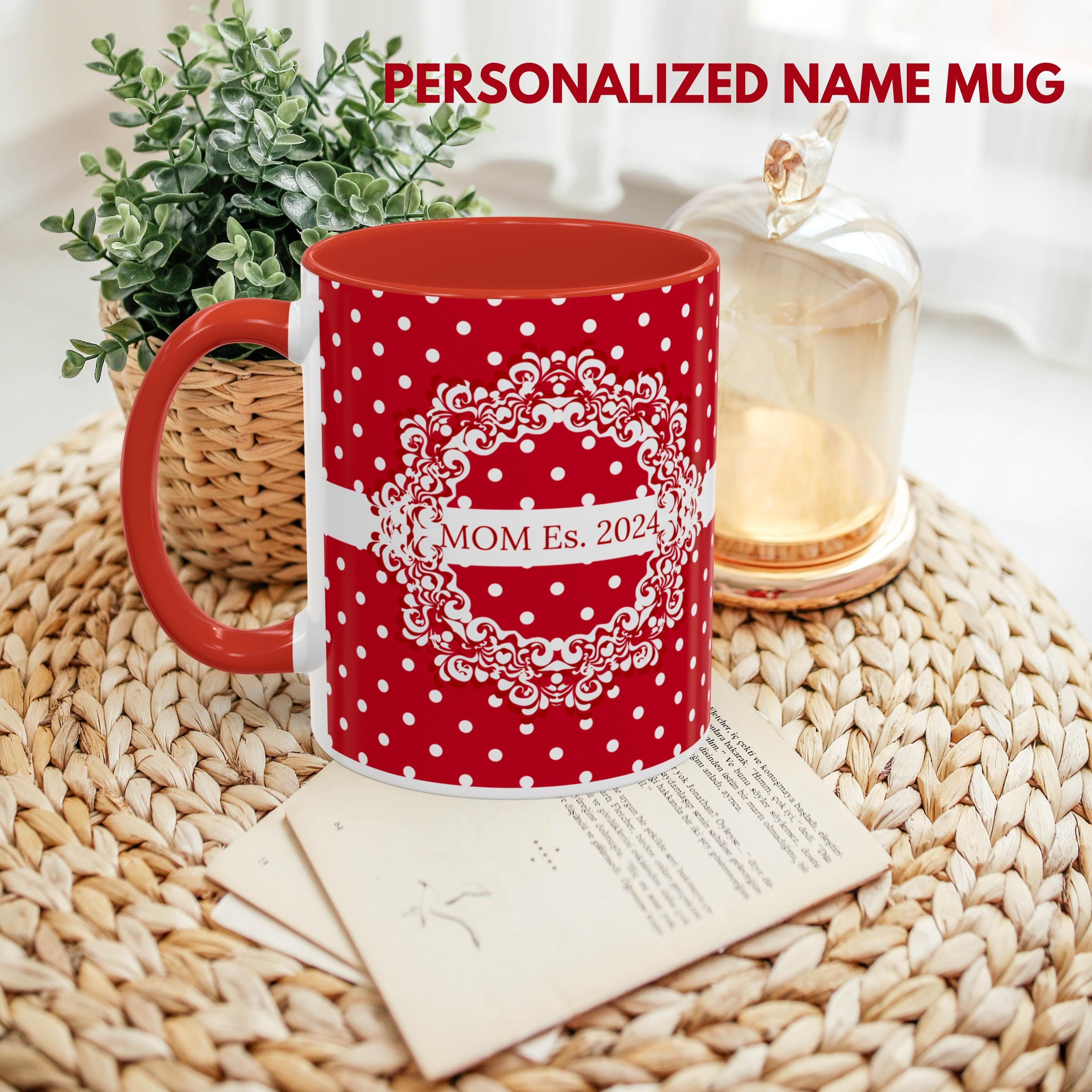 Custom Mug, Personalized Red Accent Mug, Mom Gift, Mother Day Gift, Personalized Gift, Custom Gift, Mother Gift, Gift For Him, Gift For Her