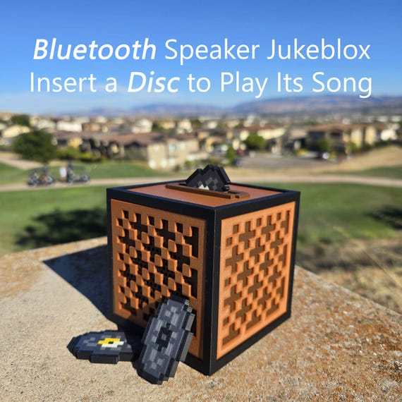Jukebox Bluetooth Speaker, Minecraft-Inspired Music Disc Player, Discs play songs