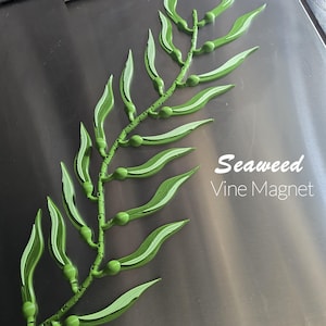 Seaweed Fridge Magnet with Articulating Vine – Ocean-Inspired Modular Magnetic Decor