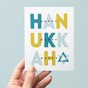 Chanoekakaart Lichtfestival Jodenster Joodse vakantiewenskaart Joodse winter handgeletterde interreligieuze familiecadeau Premiumkaart