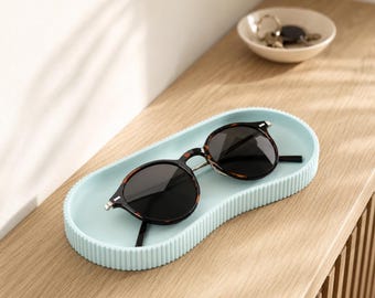 Bandeja acanalada para gafas, soporte para gafas impreso en 3D para mesita de noche o escritorio.