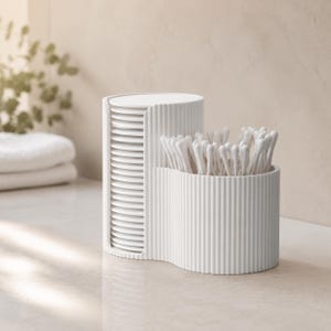 Ribbed Cotton Pad and Q Tip Holder, Bathroom Organizer, Vanity Storage, 25 Colors