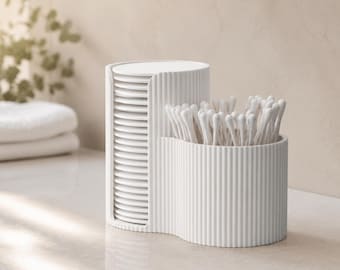 Ribbed Cotton Pad and Q Tip Holder, Bathroom Organizer, Vanity Storage, 25 Colors