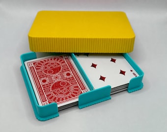Double Playing Card Case, Custom 2 Deck Card Holder, Mix and Match Color Card Box, Non Locking Poker Deck Storage