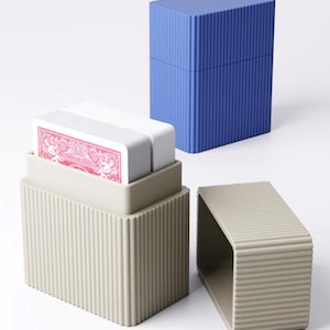 Modern Ribbed Playing Card Holder – Dual Deck Storage Box | Mix and Match 24 colors Choices