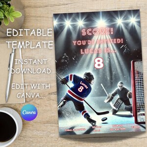 Invitación de cumpleaños de hockey: plantilla de Canva