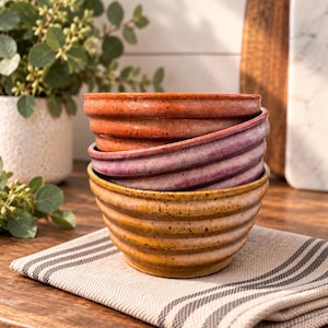 Handmade Stoneware Nesting Bowls Set of 3 Ceramic Ice Cream Bowls 11-12 oz Serving Bowls Pottery Snack Bowls Turquoise Blue Green Bowl