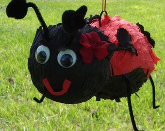 CUSTOM PINATAS - Super Cute Flowering LadyBug Pinata - Birthday, Shower, Summer, Party, Event