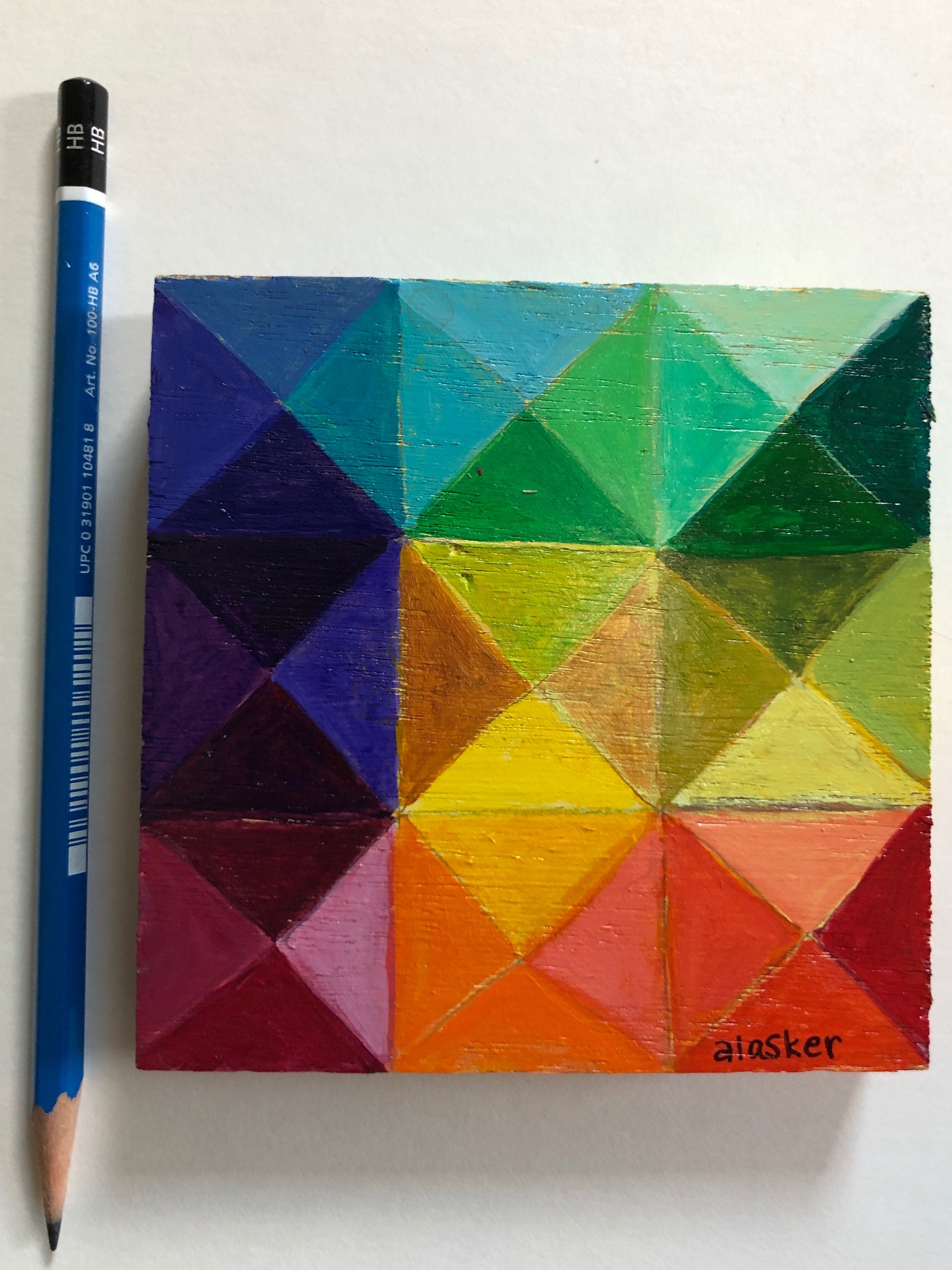 Geometric Color Field Tiny Painting 4 
