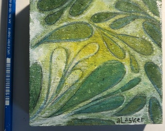 Photosynthesis Color Field Tiny Painting  4 " square