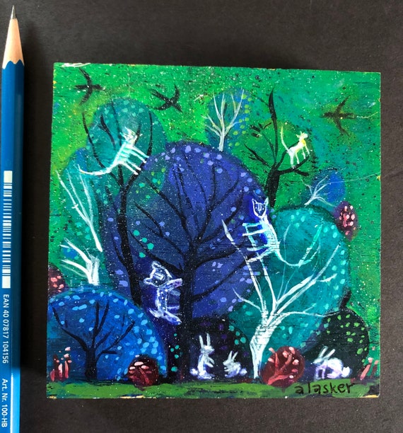 Forest at Night 1 Tiny Painting 4 