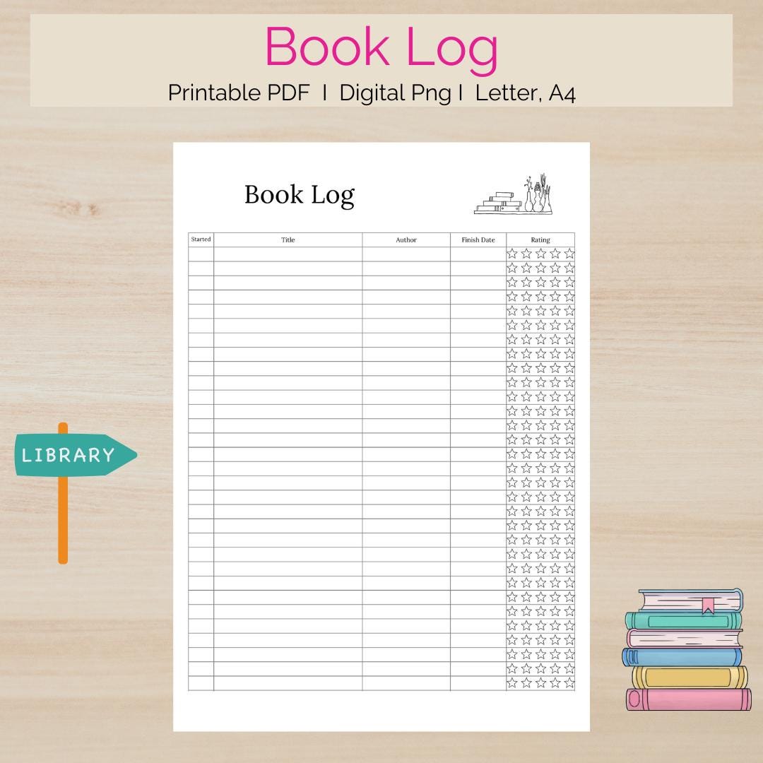 Printable Book Log & Reading Tracker – Book Journal, Review Tracker ...