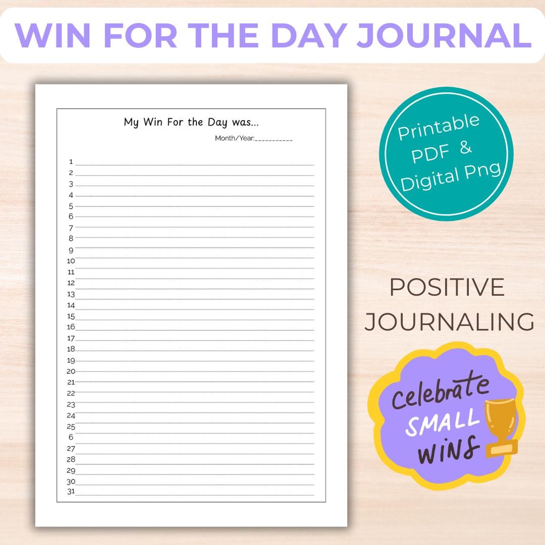 Win of the Day Journal Page – Daily Wins Tracker & Success Printable ...