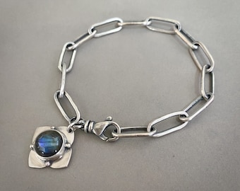 Labradorite & Sterling Silver Charm Bracelet