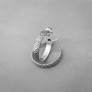 Sterling Silver Snakeskin Hoops