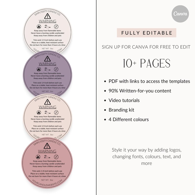 Editable Candle Warning Labels | DIY Candle Business Warning Labels ...