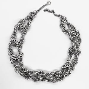 Handmade Chainmail Choker Necklace: Stainless Steel & Aluminum, Gothic Punk Jewelry