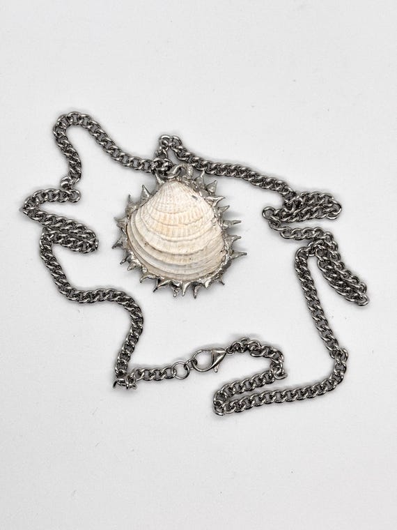 Spiky Soft Soldered Seashell Pendant | Handmade Grunge Jewelry