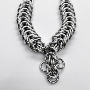 Cross chainmail necklace, grunge jewelry, handmade chainmail choker, gothic, punk, brutalist fashion