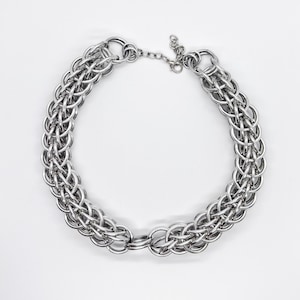 Handmade Chainmail Choker Necklace: Grunge Gothic Brutalist Jewelry