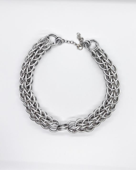 Handmade Chainmail Choker Necklace: Grunge Gothic Brutalist