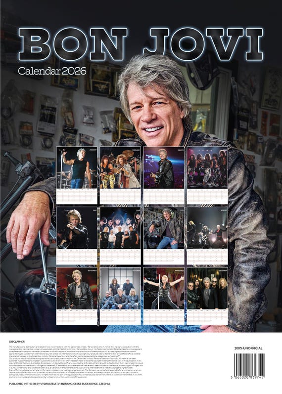 Bon Jovi 2026 A3 Calendar - Etsy