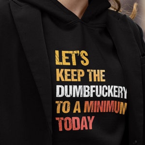 Let's Keep the Dumbfuckery to a Minimum Today Hoodie, Funny Bad Bitch Sweatshirt, Mom Life Hoodie
