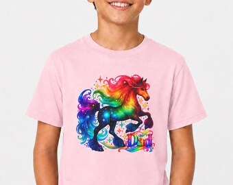 Rainbow Galaxy Unicorn Kids Tee | Magical Rainbow Horse Shirt