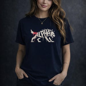 Alpha Wolf Shirt – Fierce Feminine Graphic Tee – Strong Woman Statement Shirt – Edgy Minimal Wolf Design – Dark Aesthetic Top