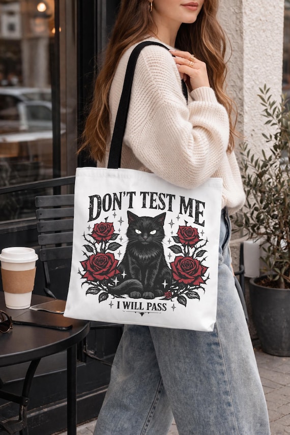 Gothic Tote Bag, Witchy Aesthetic Canvas Bag, Funny Sarcastic Tote, Dark Academia Book Bag, Skull Floral Tote, Alt Style Gift for Her