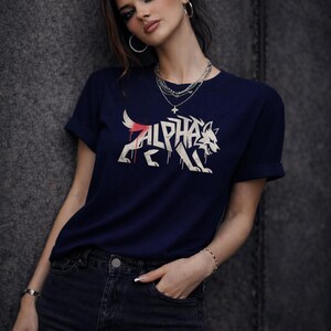 Alpha Wolf Shirt – Fierce Feminine Graphic Tee – Strong Woman Statement Shirt – Edgy Minimal Wolf Design – Dark Aesthetic Top