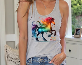 Rainbow Unicorn Pride Tank Top, Love is Love, Women's Racerback