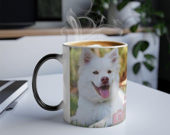 Custom Pet Portrait Color Changing Mug: Personalized Dog Cat Gift