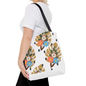Floral Print Tote Bag: Eco-Friendly Polyester Shopping Bag