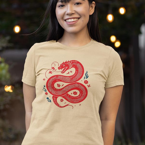 T-shirt Year of the Snake 2025: grafisch maannieuwjaar-shirt
