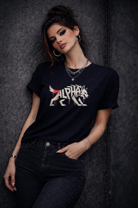 Alpha Wolf Graphic Tee – Fierce Feminine Statement Shirt, Edgy Minimalist Design