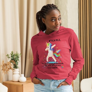 Cute Graphic Unicorn Long Sleeve Top - Playful Alpha Male Rainbow Hoodie Long Sleeve Tee
