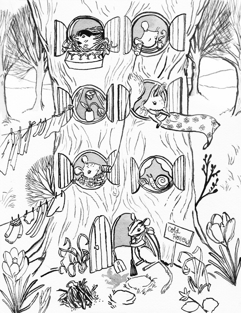 Spring Cleaning in Cold Hollow Coloring Sheet