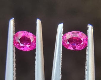 0,68 kt onverwarmd Birma-robijnpaar: ovale losse edelstenen