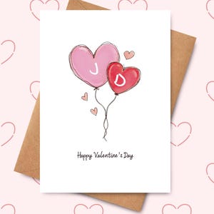 Carte de Saint-Valentin personnalisée, cadeau pour couple, mot d'amour avec initiales personnalisées