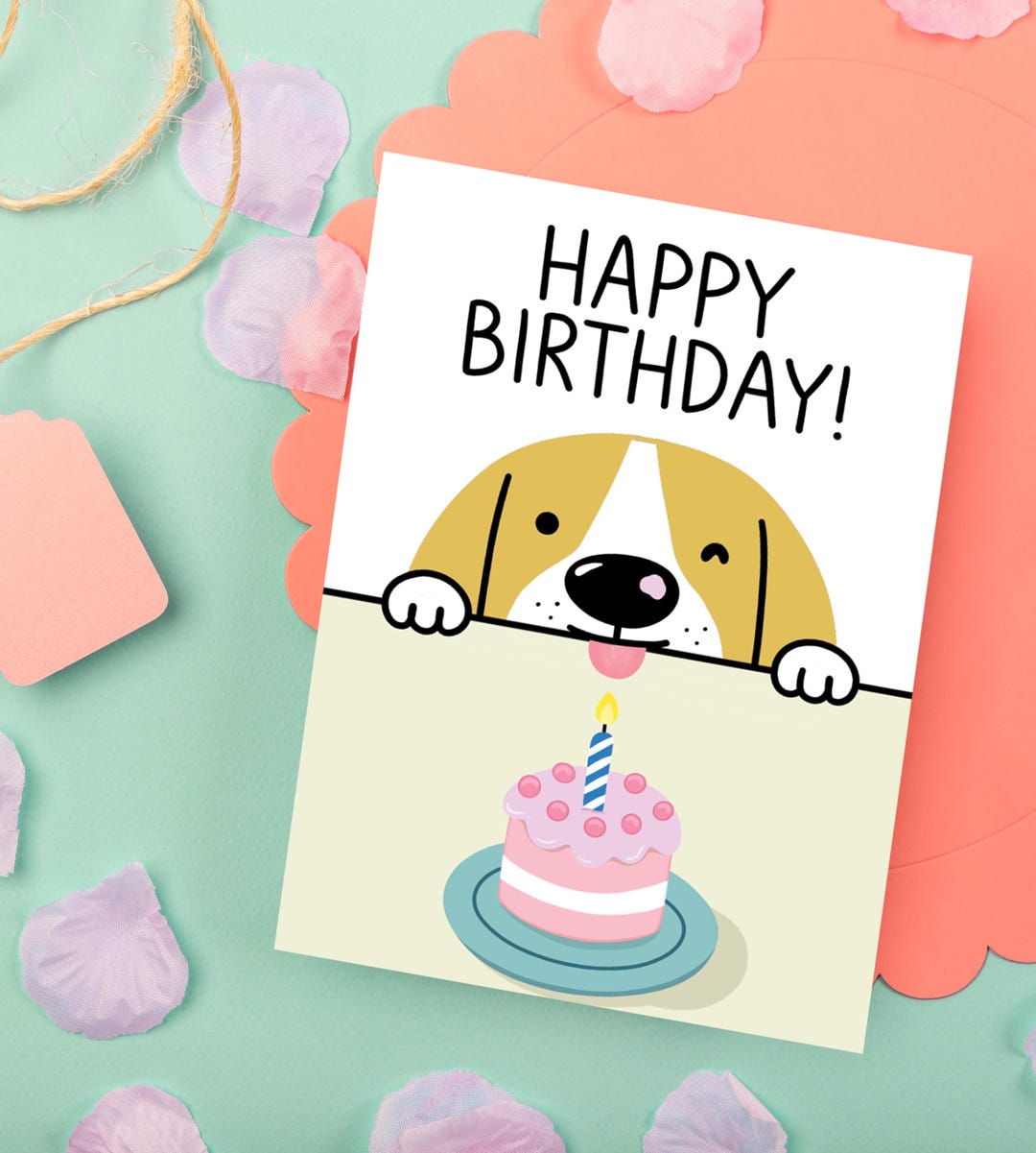 Birthday Card, Dog Lover Greeting Card, Cute Happy Birthday Card, Funny ...