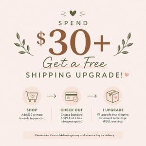 Peut inclure: Graphique promotionnel avec le texte "D&eacute;pensez 30$+ Obtenez une mise &agrave; niveau d'exp&eacute;dition gratuite!". L'image comprend un panier, une carte de cr&eacute;dit et une ic&ocirc;ne de colis, avec des instructions.