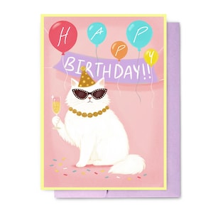 Cat Birthday Card for Cat Mom Unique Persian Cat Greeting Card Funny Cat Lover Gift Idea Birthday Card for Her or Friend Fancy Cat Card