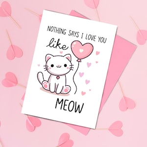 Cat Valentine's Card, Cute White Cat, Cat Anniversary Card, Animal-Themed Cards, Romantic Gift For Cat Lovers, valentine couple gift